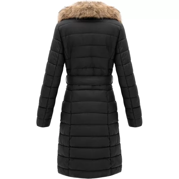 Bellivera Women's Puffer Jacket Faux Leather Bubble Padding Sherpa-Lined Coat with Removable Fur Collar