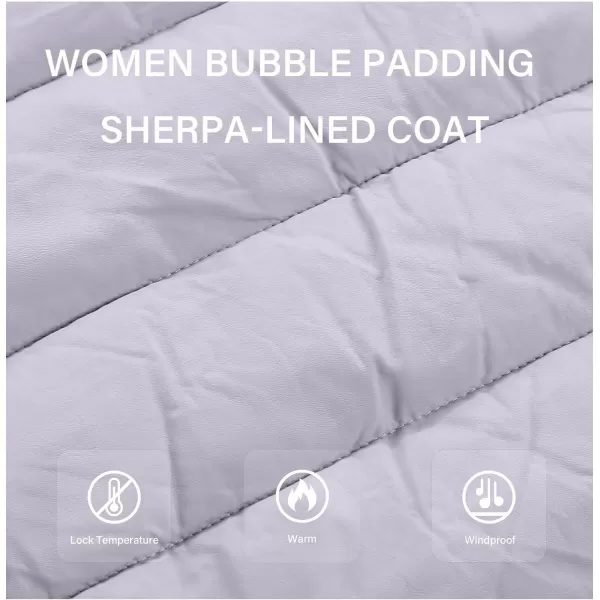 Bellivera Women's Puffer Jacket Faux Leather Bubble Padding Sherpa-Lined Coat with Removable Fur Collar