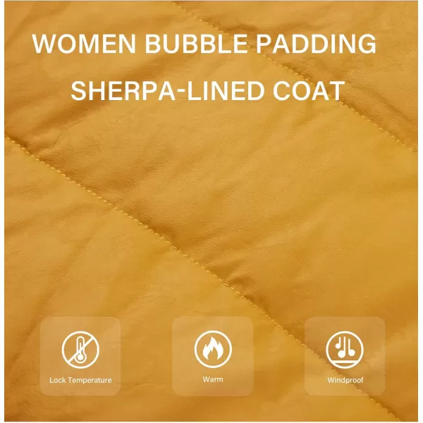 Bellivera Women's Puffer Jacket Faux Leather Bubble Padding Sherpa-Lined Coat with Removable Fur Collar