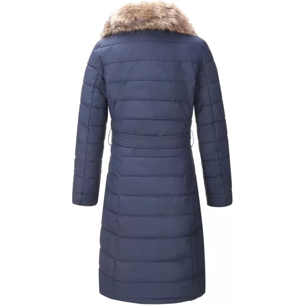 Bellivera Women's Puffer Jacket Faux Leather Bubble Padding Sherpa-Lined Coat with Removable Fur Collar