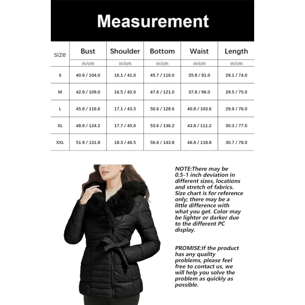 Bellivera Women's Puffer Jacket Faux Leather Bubble Padding Sherpa-Lined Coat with Removable Fur Collar