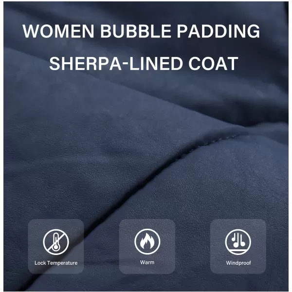 Bellivera Women's Puffer Jacket Faux Leather Bubble Padding Sherpa-Lined Coat with Removable Fur Collar