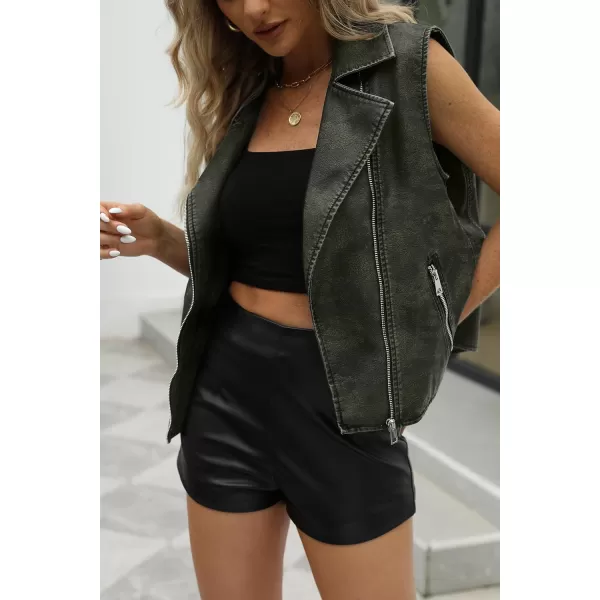 Bellivera Women's Vest Motorcycle Biker Faux Leather Sleeveless Jacket PU Waistcoat with Pockets