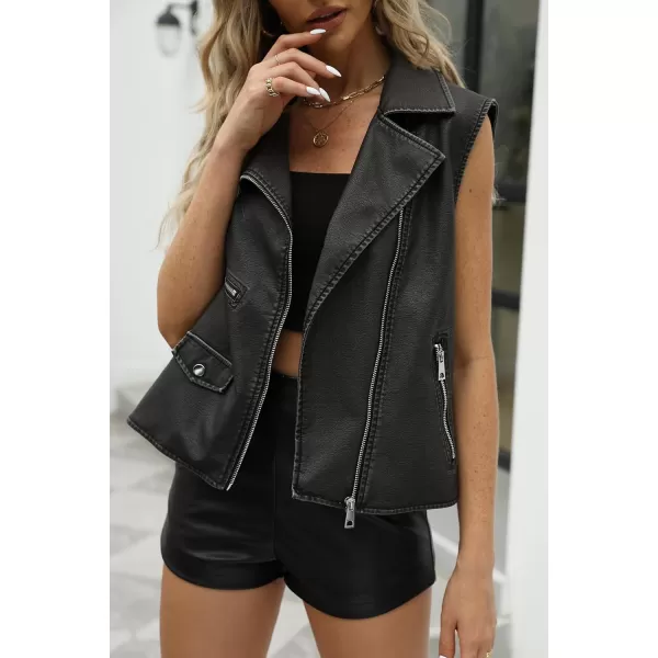 Bellivera Women's Vest Motorcycle Biker Faux Leather Sleeveless Jacket PU Waistcoat with Pockets