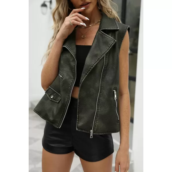 Bellivera Women's Vest Motorcycle Biker Faux Leather Sleeveless Jacket PU Waistcoat with Pockets