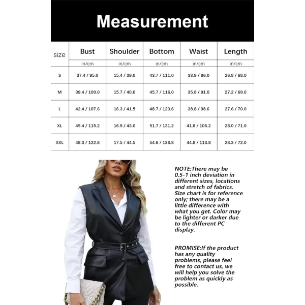 Bellivera Women's Vest Motorcycle Biker Faux Leather Sleeveless Jacket PU Waistcoat with Pockets
