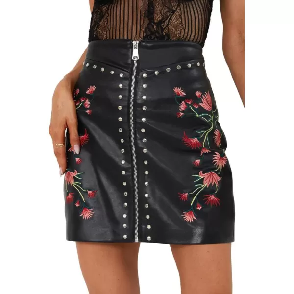Bellivera Women Faux Leather Basic Bodycon High Waisted Short PU Stretchy Pleated Mini Skirt