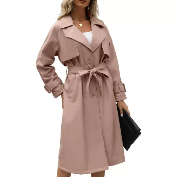 Bellivera Women Trench Coat Long Loose Jacket Faux PU Leather Oversize Classic Lapel Overcoat with Belt