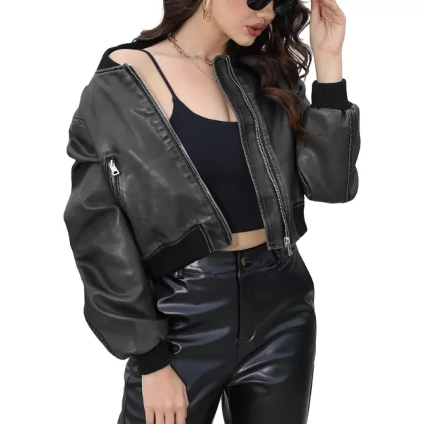 Bellivera Women's Faux Leather Jacket Bomber Casual Zip Up Coat PU Moto Bike Outwear with Pockets