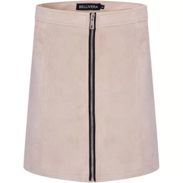 Bellivera Women's High Waist Pencil Mini A-Line Bodycon Faux Suede Solid Fall Short Basic Skirt