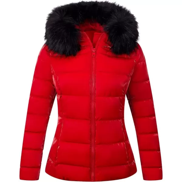Bellivera Womens Lightweight Puffer Jacket, Winter Coats for Women Warm Quilted Bubble Padded Hood Coat with Faux Fur Collar