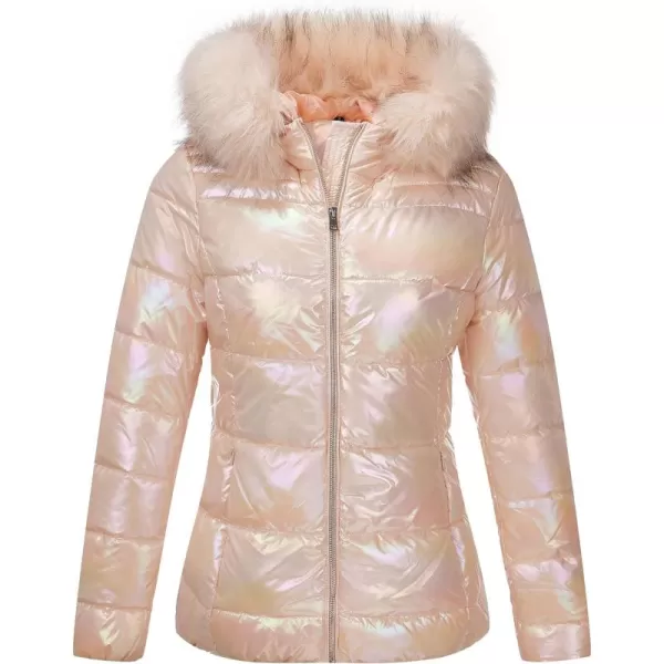 Bellivera Womens Lightweight Puffer Jacket, Winter Coats for Women Warm Quilted Bubble Padded Hood Coat with Faux Fur Collar
