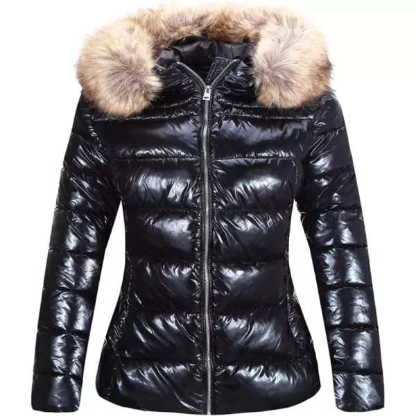 Bellivera Womens Lightweight Puffer Jacket, Winter Coats for Women Warm Quilted Bubble Padded Hood Coat with Faux Fur Collar