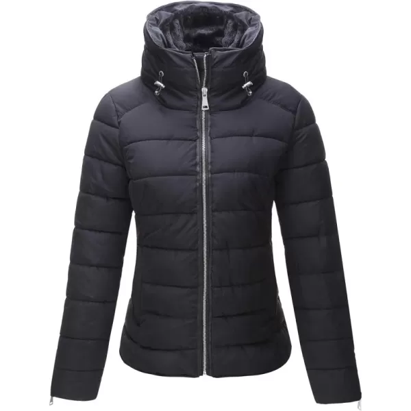 Bellivera Womens Lightweight Puffer Jacket, Winter Coats for Women Warm Quilted Bubble Padded Hood Coat with Faux Fur Collar