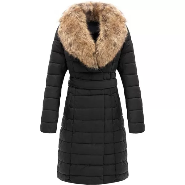 Bellivera Women's Puffer Jacket Faux Leather Bubble Padding Sherpa-Lined Coat with Removable Fur Collar
