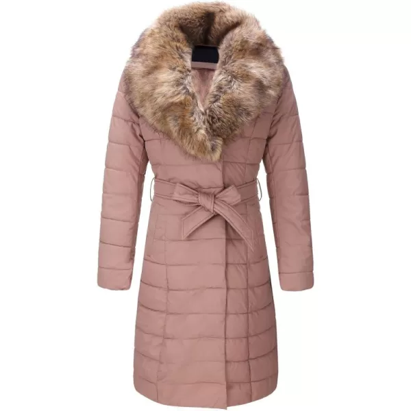Bellivera Women's Puffer Jacket Faux Leather Bubble Padding Sherpa-Lined Coat with Removable Fur Collar