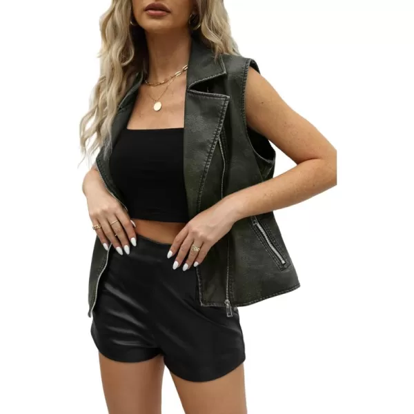 Bellivera Women's Vest Motorcycle Biker Faux Leather Sleeveless Jacket PU Waistcoat with Pockets