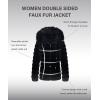 imageBellivera Women Double Sided Faux Fur Jacket Spring and Winter Fashion Reversible Hood Puffer Coat with Fur CollarBlack
