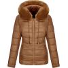 imageBellivera Women Double Sided Faux Fur Jacket Spring and Winter Fashion Reversible Hood Puffer Coat with Fur CollarCamel