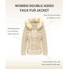 imageBellivera Women Double Sided Faux Fur Jacket Spring and Winter Fashion Reversible Hood Puffer Coat with Fur CollarCoffee