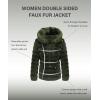 imageBellivera Women Double Sided Faux Fur Jacket Spring and Winter Fashion Reversible Hood Puffer Coat with Fur CollarGreen