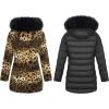 imageBellivera Women Double Sided Faux Fur Jacket Spring and Winter Fashion Reversible Hood Puffer Coat with Fur CollarLeopard