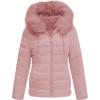 imageBellivera Women Double Sided Faux Fur Jacket Spring and Winter Fashion Reversible Hood Puffer Coat with Fur CollarPink