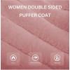 imageBellivera Women Double Sided Faux Fur Jacket Spring and Winter Fashion Reversible Hood Puffer Coat with Fur CollarPink