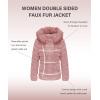 imageBellivera Women Double Sided Faux Fur Jacket Spring and Winter Fashion Reversible Hood Puffer Coat with Fur CollarPink