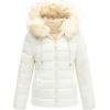 imageBellivera Women Double Sided Faux Fur Jacket Spring and Winter Fashion Reversible Hood Puffer Coat with Fur CollarWhite