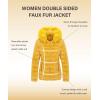 imageBellivera Women Double Sided Faux Fur Jacket Spring and Winter Fashion Reversible Hood Puffer Coat with Fur CollarYellow