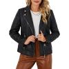 imageBellivera Womens Faux Leather Casual Jacket 2025 Spring Trendy Motorcycle Outfits Lightweight Classic CoatBlack