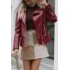 imageBellivera Womens Faux Leather Casual Jacket 2025 Spring Trendy Motorcycle Outfits Lightweight Classic CoatRed