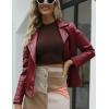 imageBellivera Womens Faux Leather Casual Jacket 2025 Spring Trendy Motorcycle Outfits Lightweight Classic CoatRed
