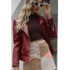 imageBellivera Womens Faux Leather Casual Jacket 2025 Spring Trendy Motorcycle Outfits Lightweight Classic CoatRed