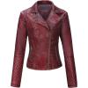 imageBellivera Womens Faux Leather Casual Jacket 2025 Spring Trendy Motorcycle Outfits Lightweight Classic CoatWine Retro