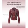 imageBellivera Womens Faux Leather Casual Jacket 2025 Spring Trendy Motorcycle Outfits Lightweight Classic CoatWine Retro