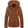 imageBellivera Women Double Sided Faux Fur Jacket Spring and Winter Fashion Reversible Hood Puffer Coat with Fur CollarCamel