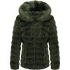 imageBellivera Women Double Sided Faux Fur Jacket Spring and Winter Fashion Reversible Hood Puffer Coat with Fur CollarGreen