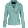 imageBellivera Womens Faux Leather Casual Jacket 2025 Spring Trendy Motorcycle Outfits Lightweight Classic CoatTiffany Blue