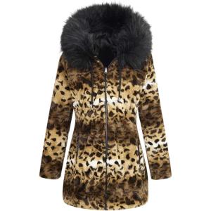 imageBellivera Women Double Sided Faux Fur Jacket Spring and Winter Fashion Reversible Hood Puffer Coat with Fur CollarLeopard