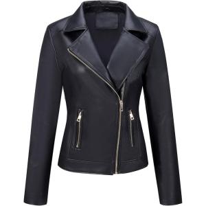 imageBellivera Womens Faux Leather Casual Jacket 2025 Spring Trendy Motorcycle Outfits Lightweight Classic CoatBlack Biker Coat