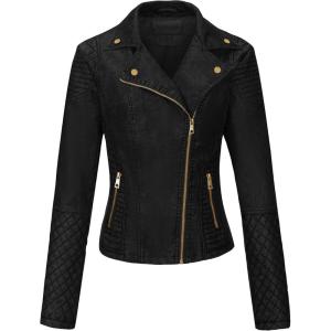 imageBellivera Womens Faux Leather Casual Jacket 2025 Spring Trendy Motorcycle Outfits Lightweight Classic CoatBlack Retro