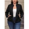 imageBellivera Faux Leather Jacket Women Motorcycle Zipper Bomber PU Bike Coat with PocketsBlack