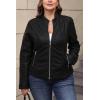 imageBellivera Faux Leather Jacket Women Motorcycle Zipper Bomber PU Bike Coat with PocketsBlack