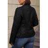 imageBellivera Faux Leather Jacket Women Motorcycle Zipper Bomber PU Bike Coat with PocketsBlack