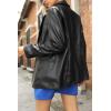 imageBellivera Faux Leather Jacket Women Motorcycle Zipper Bomber PU Bike Coat with PocketsBlack Faux Leather Coat