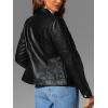 imageBellivera Faux Leather Jacket Women Motorcycle Zipper Bomber PU Bike Coat with PocketsBlack With Pocket