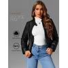 imageBellivera Faux Leather Jacket Women Motorcycle Zipper Bomber PU Bike Coat with PocketsBlack With Pocket