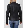 imageBellivera Faux Leather Jacket Women Motorcycle Zipper Bomber PU Bike Coat with PocketsCoal Black